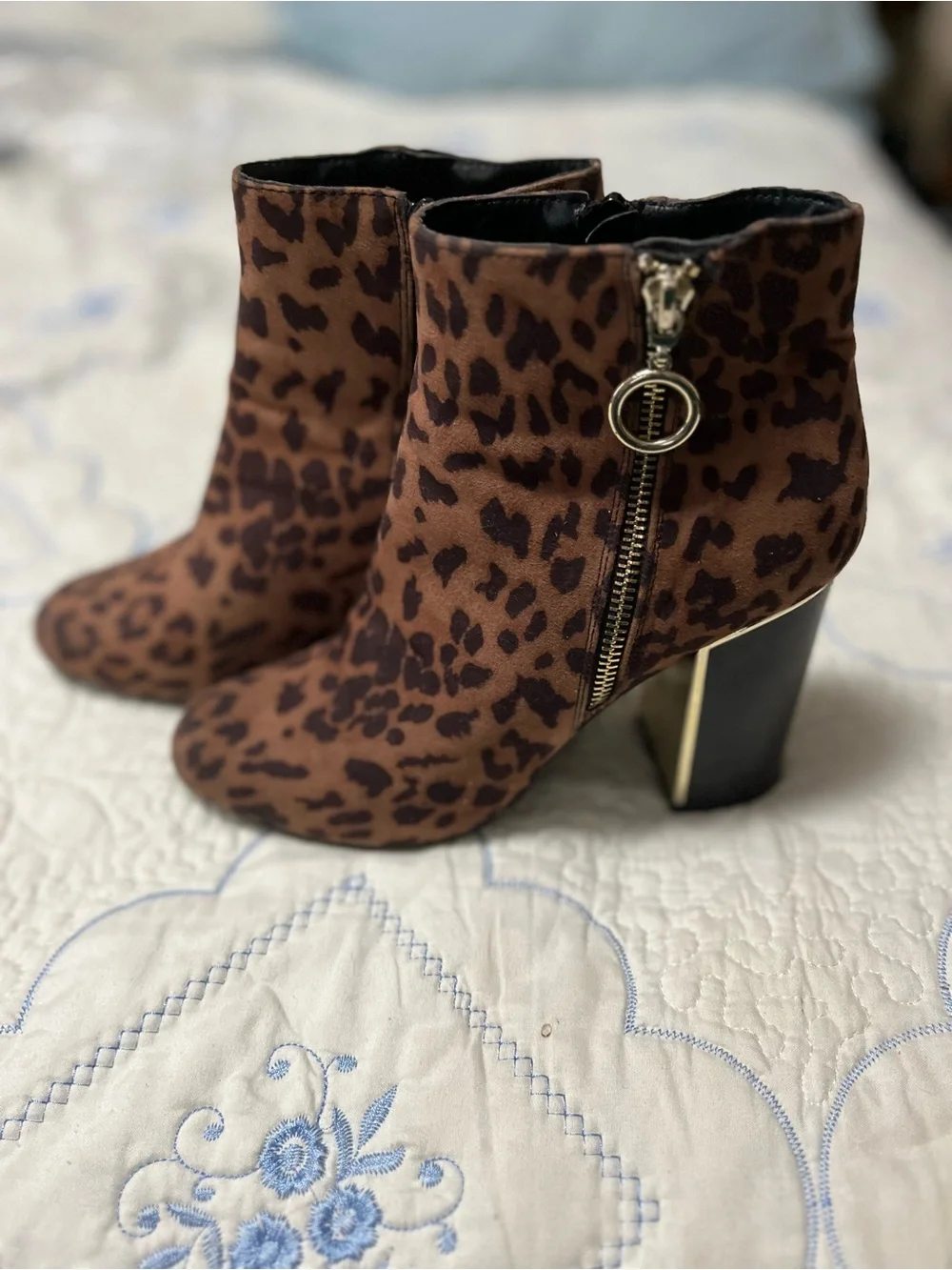 New Look Leopard-Print Ankle Booties in Brown